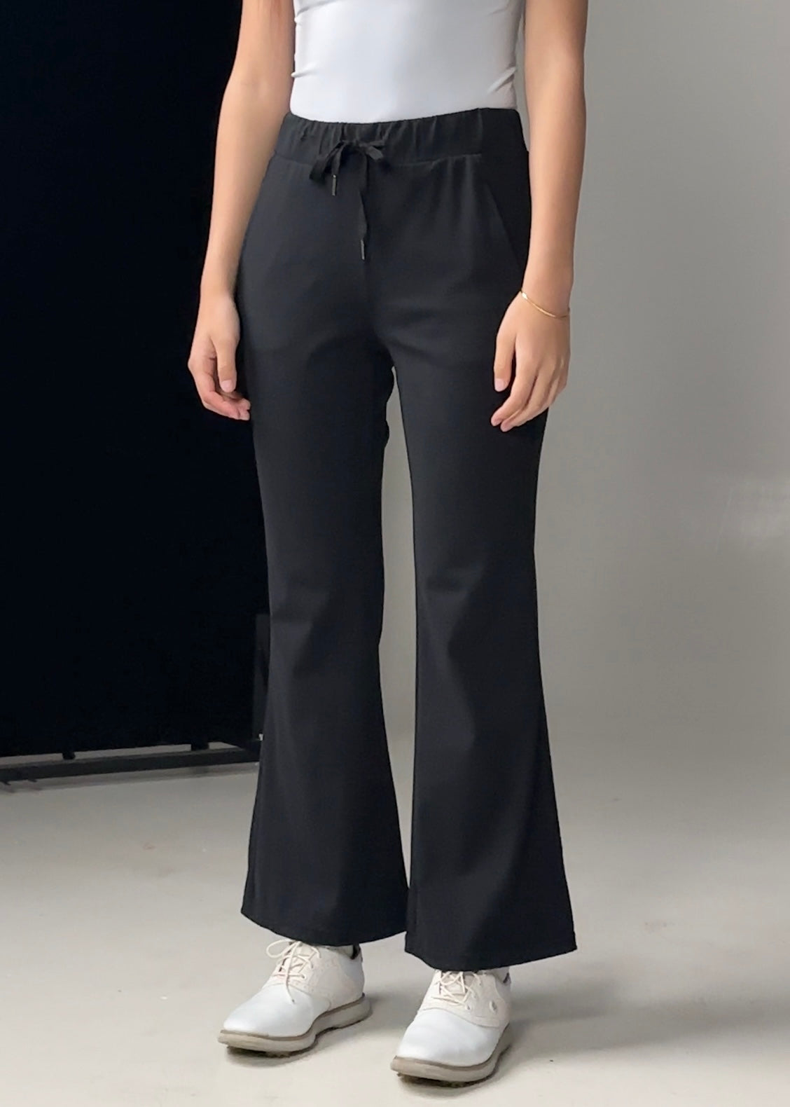 Black Flare Draw String Golf Pants
