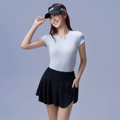 Black High Stretch Flowy Skirt