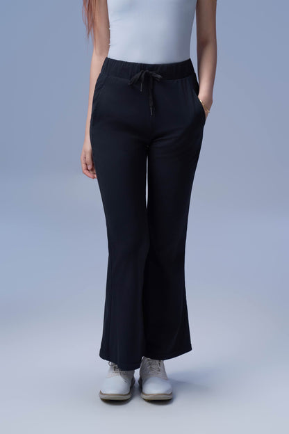 Black Flare Draw String Golf Pants