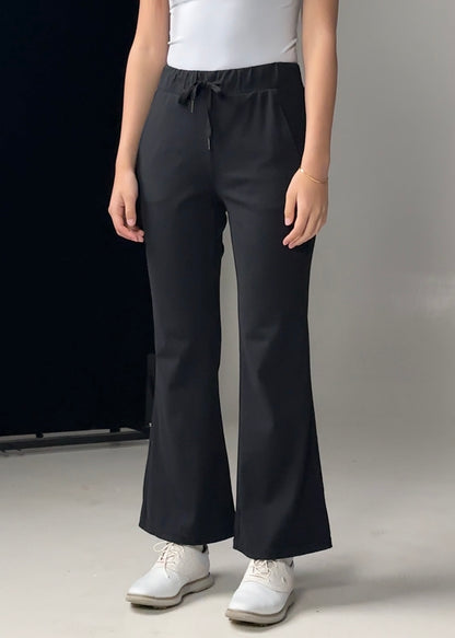 Black Flare Draw String Golf Pants